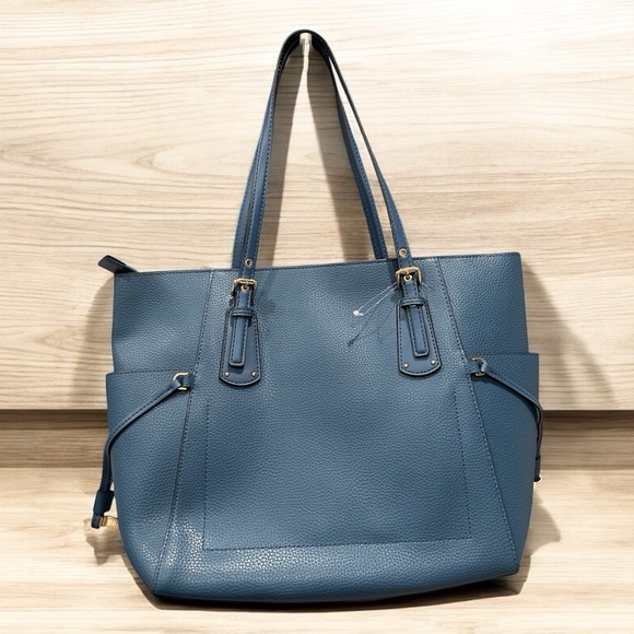 Michael Kors Blue Leather Tote Bag - Picture 3 of 7